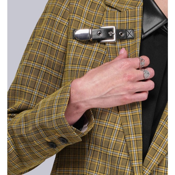 DEBBIE HARRY X WILDFANG BLAZER - SMALL Plaid Women's Jacket with Buckle Accents - Picture 3 of 3